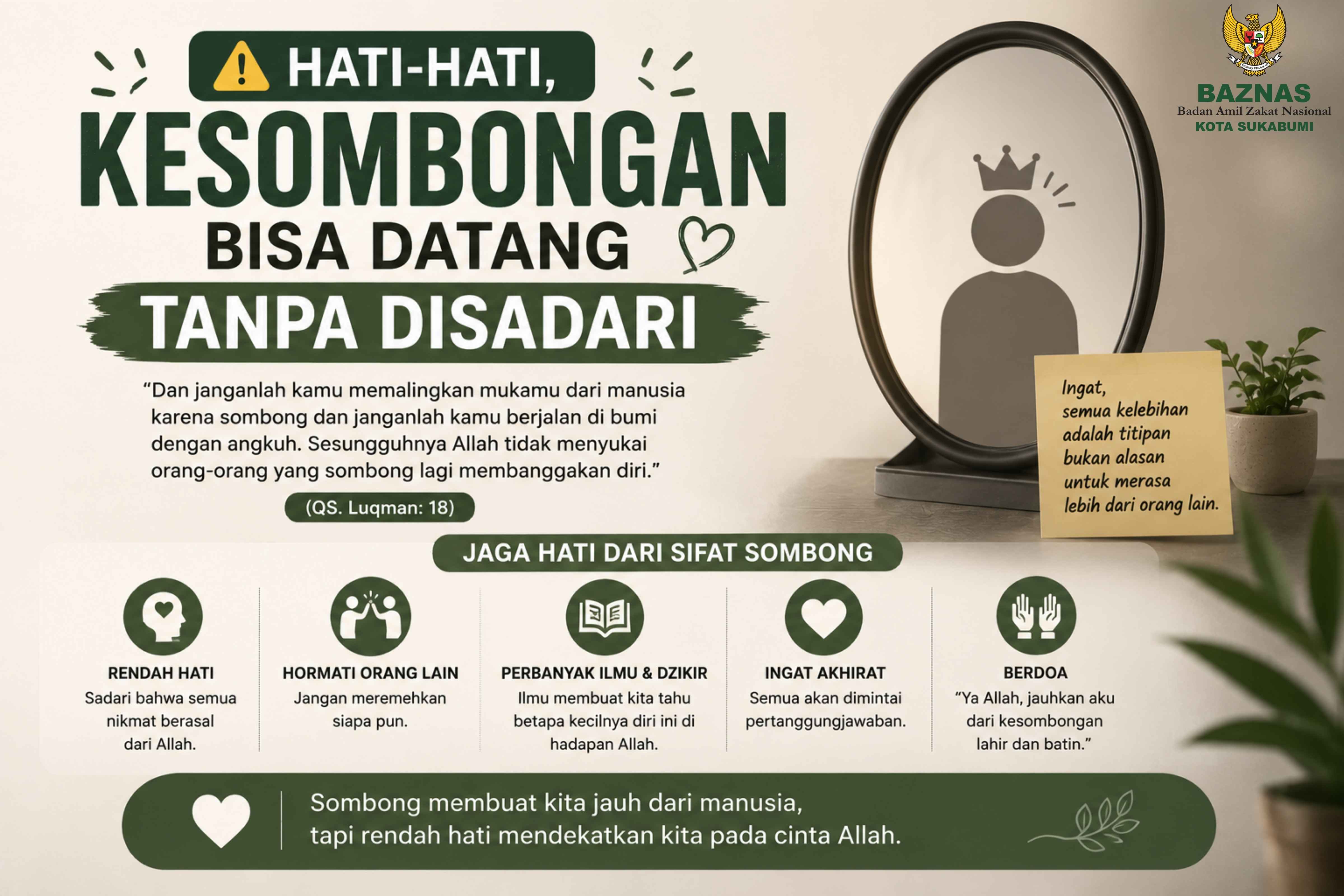Hati-Hati, Kesombongan Bisa Datang Tanpa Disadari