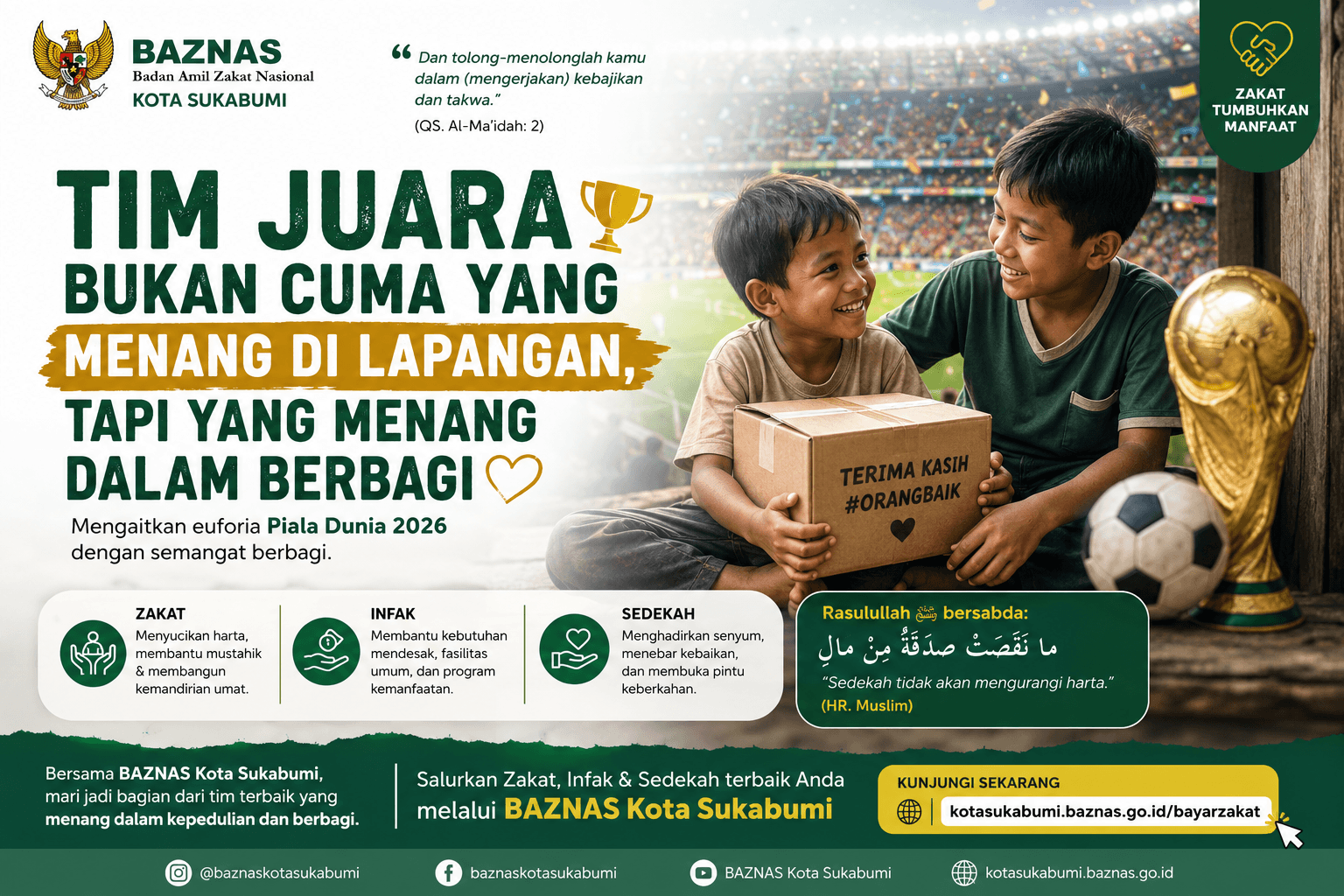 Tim Juara Bukan Cuma yang Menang di Lapangan, Tapi yang Menang dalam Berbagi Mengaitkan euforia Piala Dunia 2026 dengan semangat berbagi