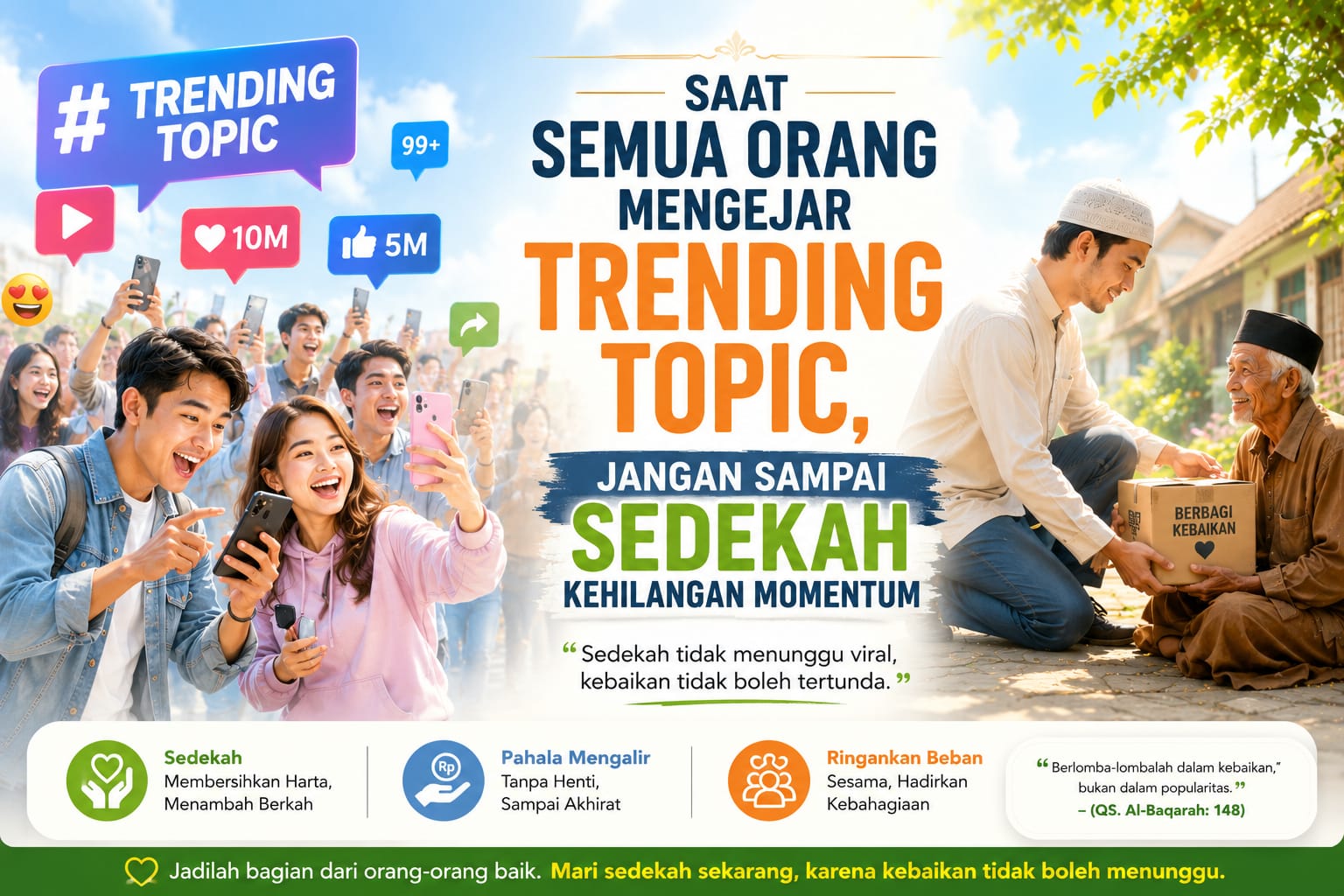 saat semua orang mengejar trending topic,jangan sampai sedekah kehilangan momentum