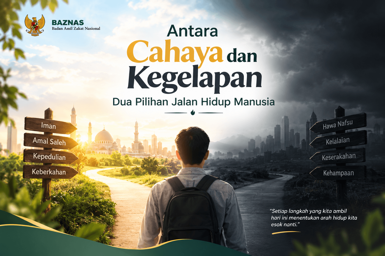Antara Cahaya dan Kegelapan Dua Pilihan Jalan Hidup Manusia