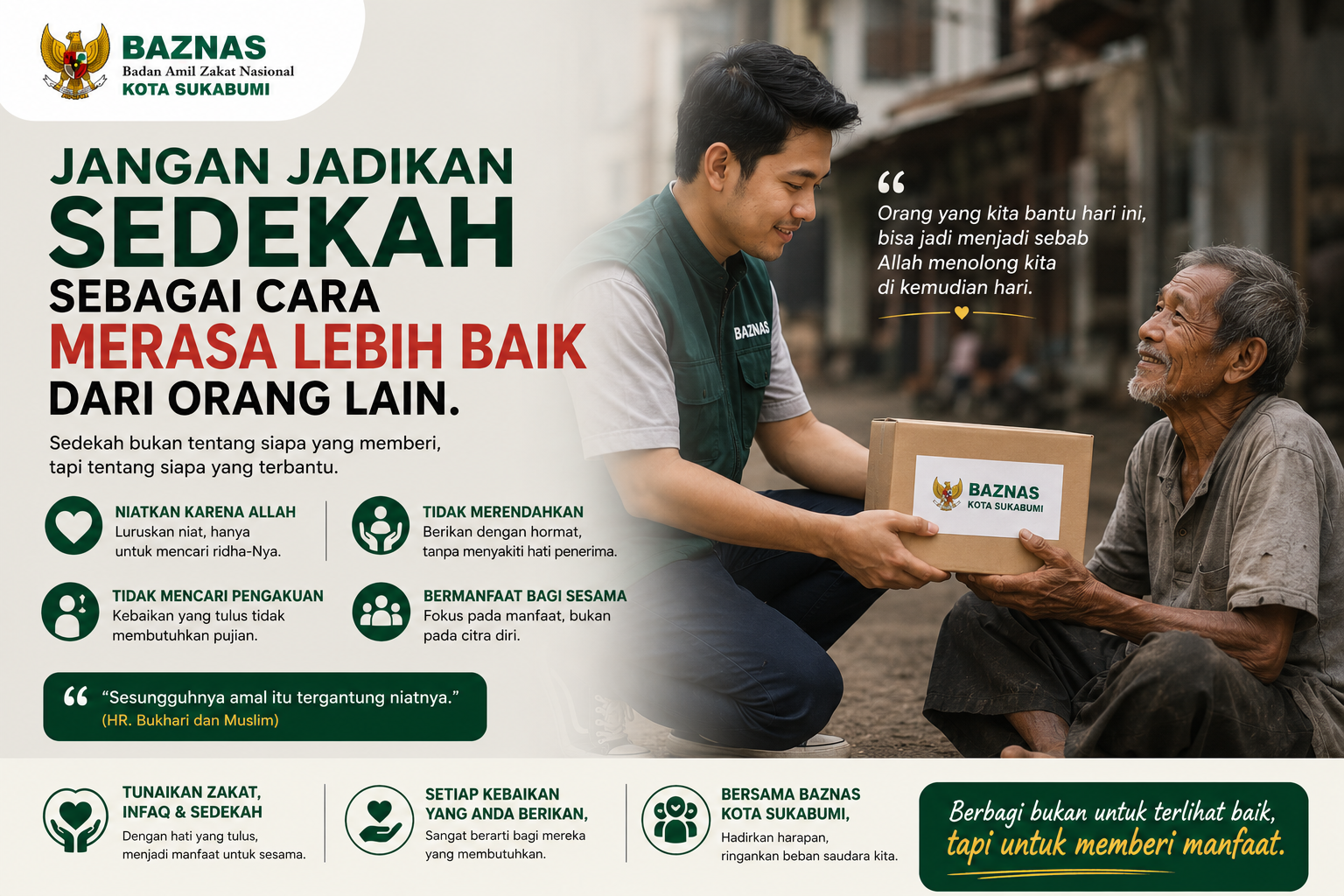 Jangan Jadikan Sedekah Sebagai Cara Merasa Lebih Baik dari Orang Lain.