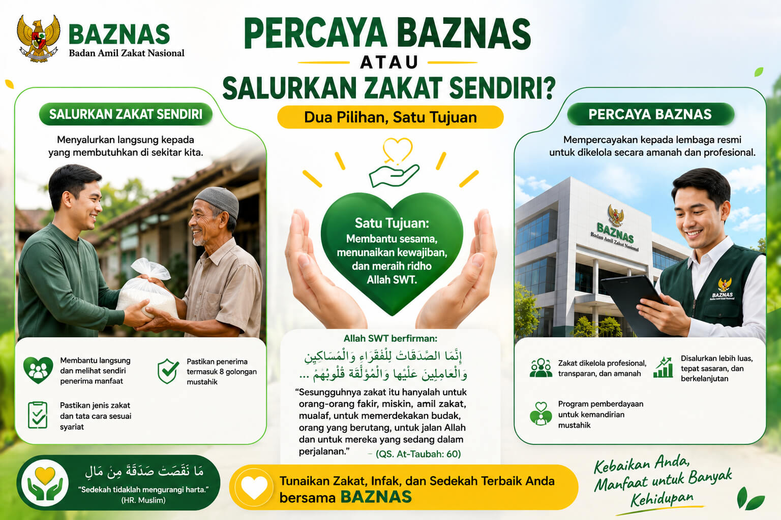 Percaya BAZNAS atau Salurkan Zakat Sendiri Dua Pilihan, Satu Tujuan