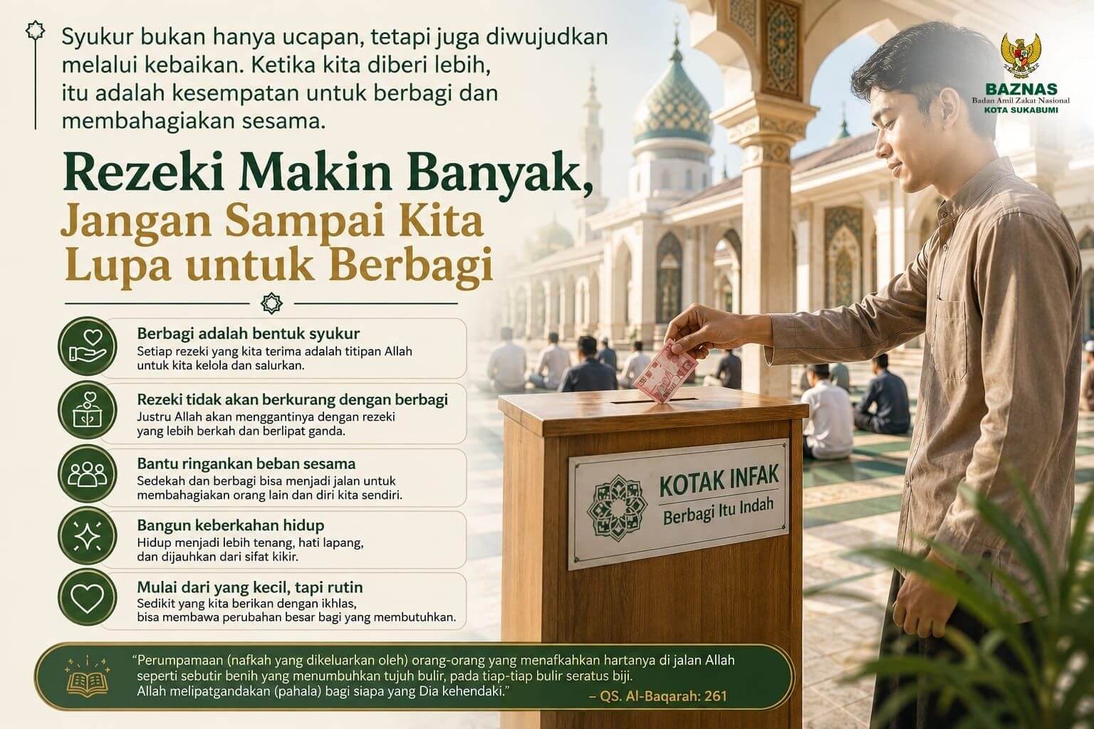 Rezeki Makin Banyak, Jangan Sampai Kita Lupa untuk Berbagi